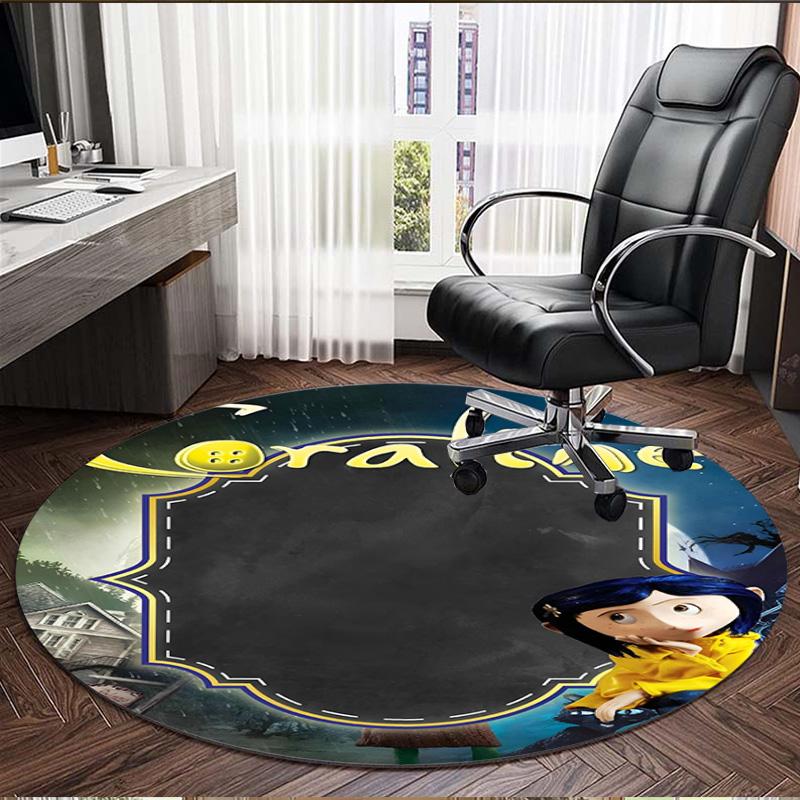 Coraline Print Round Rug, Washable Floor Carpet, For Entryway Dorm Laundry Room Office Study, Home Decor Birthday Christmas Gift