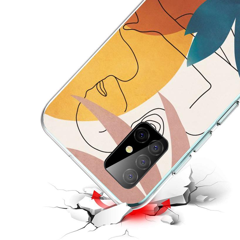 Abstract Women Face Line Cover Phone Case For Samsung Galaxy A12 A22 A32 A52 A72 A02S Phone Case Note 20 Ultra 10 S10 Plus A51 A