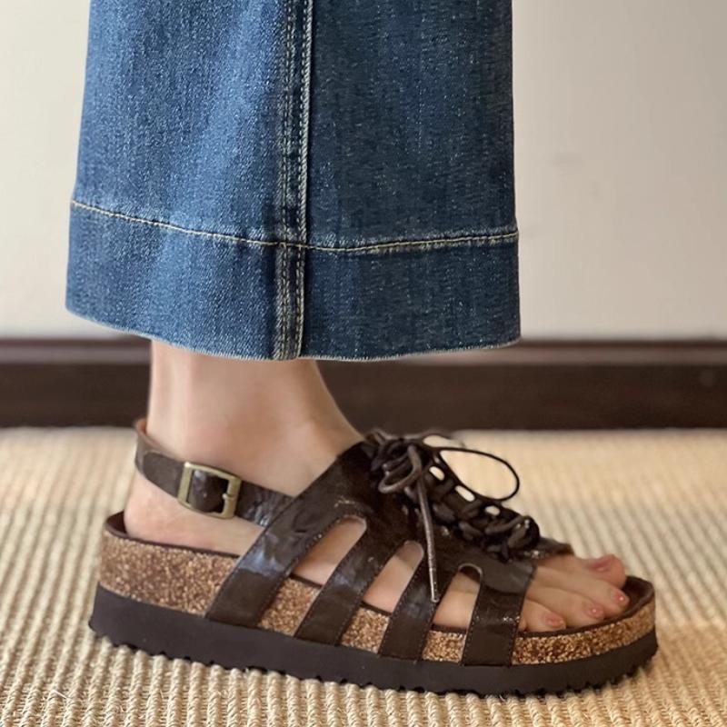 Mode Sommer Neuer Stil Damen Sandalen 2025 Lässige Plateau Römersandalen zum Schnüren Outdoor Bequeme Damen Sandalen Schuhe Zapatos De Mujer