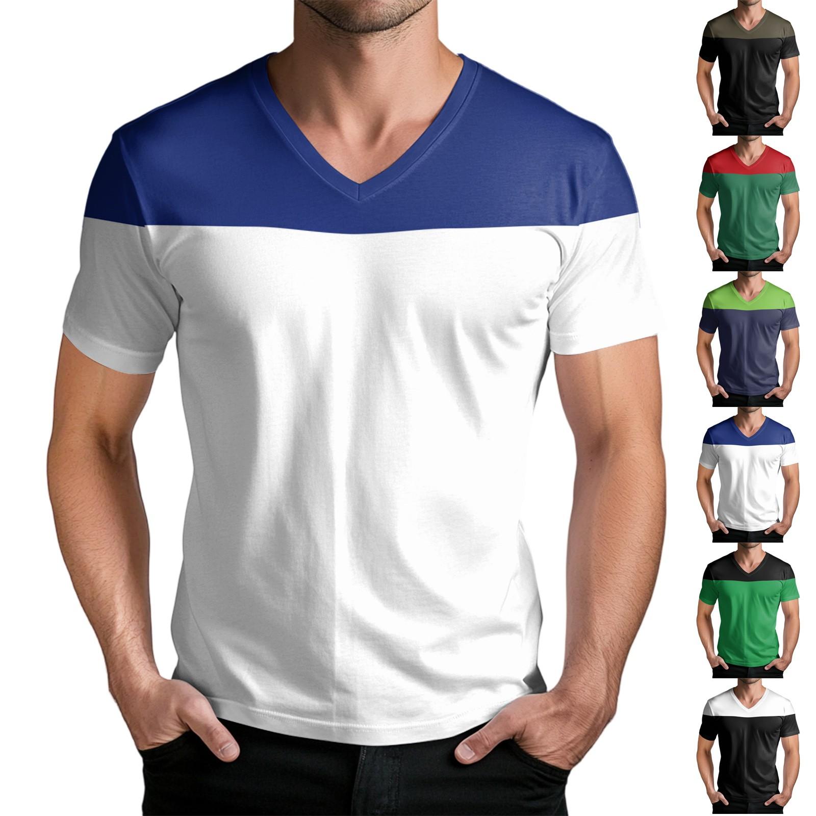 

Men s Fashion Printed V-Neck Short Sleeve T-Shirt L червоний