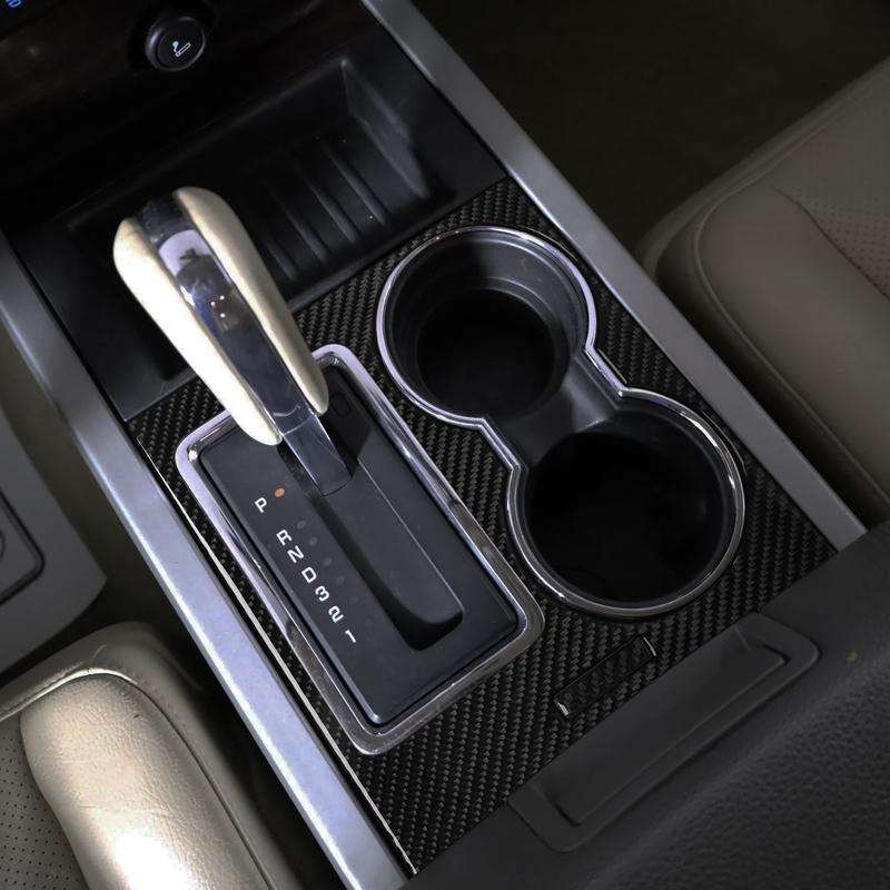 For Ford Expedition 2007-2014 Real Carbon Fiber Stickers Centre Gear Shift Water Cup Panel Car Accessories Interior Decorative