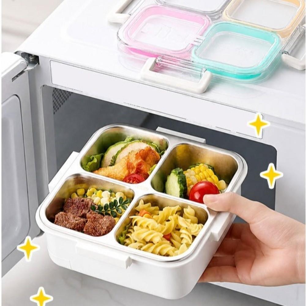 Thermal Insulation Bento Box 304 Stainless Steel Food Container Divided Lunch Box  For Meal Prep