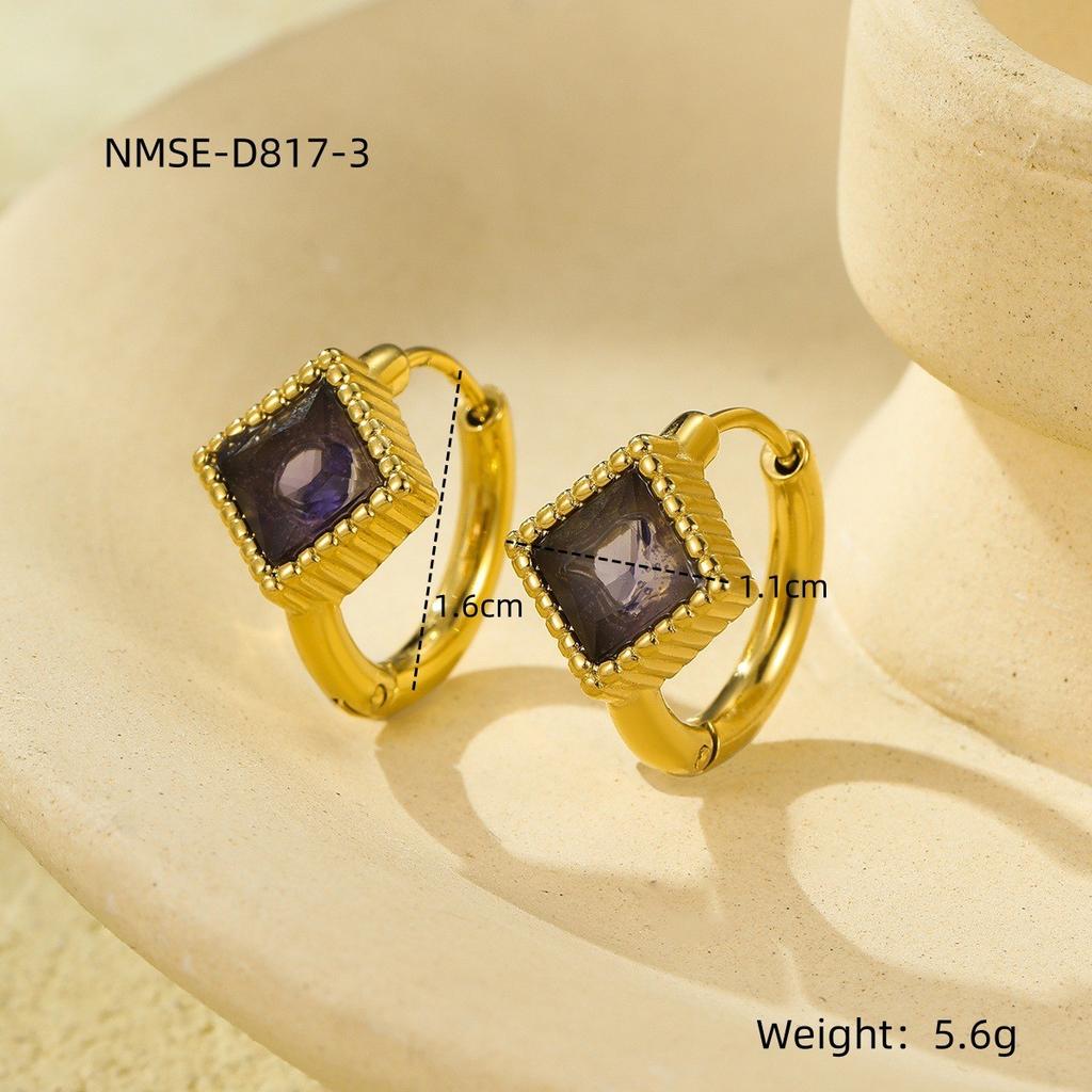 Popular Stainless Steel Natural Stone Earrings In Europe and America, High-end Light Luxury Stud Earrings, Fashion Jewelry for Women