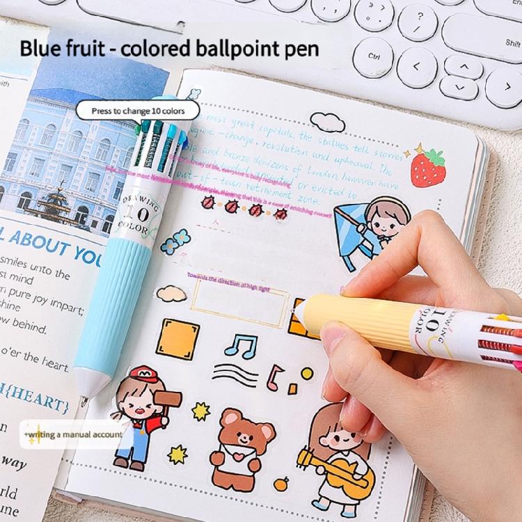 3Pcs Retractable Multicolored Pen 10-Color-in-1 Ballpoint Pens 0.8MM Tip for Student Writing Note Taking Journaling