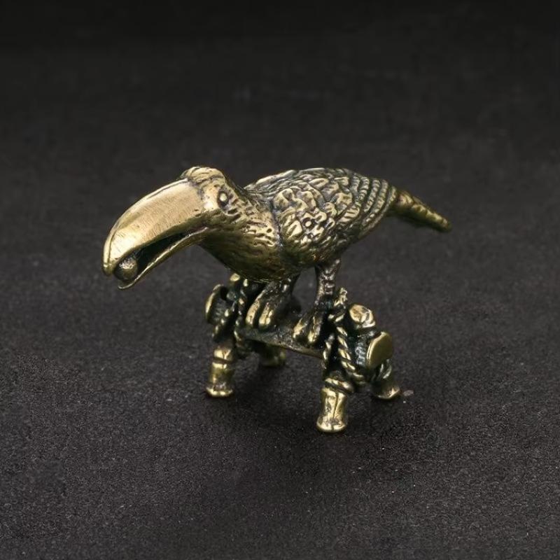Heimdekoration Handwerk Sammlungen Retro Messing Papagei Kleine Statue Schreibtisch Ornament Simulation Vogel Tierfiguren Räucherstäbchenhalter