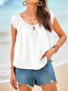 Womens Summer Tie Front Babydoll Top Cap Sleeve Pleated Flowy Blouse