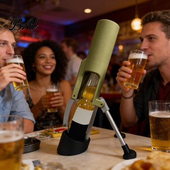 Fun Beer Opener Mortar Bottle Automatic Mechanical Fast Smooth 12oz One-Hand Operation Cap Remover for Home Bar Parties BBQ Gatherings Barbecue