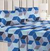 120 TC Çift Çiçek Desenli Nevresim Takımı (2 Yastık Kılıflı) | 110 GSM Yumuşak Fırçalanmış Mikrofiber (86 X 88 İnç, Mavi & Gri & Su Yeşili)