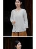 Spring & Autumn Retro Solid Color Cotton-Linen Zen Tea Top with Oblique Lapel & Frog Button