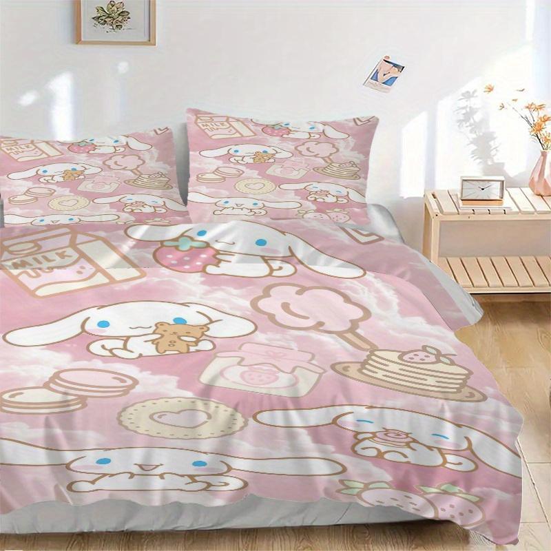

3pcs Cinnamoroll Bedding Set, Including 1 Quilt Cover and 2 Pillow Shams, Without Filling, Soft and Comfortable Home Bedroom Fabric, Fashion 135x200cm