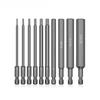 10 buc 1.5-12mm 1/4 inch cu cap hexagonal cheie hexagonală set de burghie set de burghie cu vârf magnetic 100mm S2 oțel metric hex șurubelniță