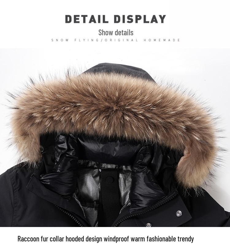 Winter 2025 Men's Fashion Down Jacket with Fur Collar - Unisex, Warm, Hooded, and Windproof.