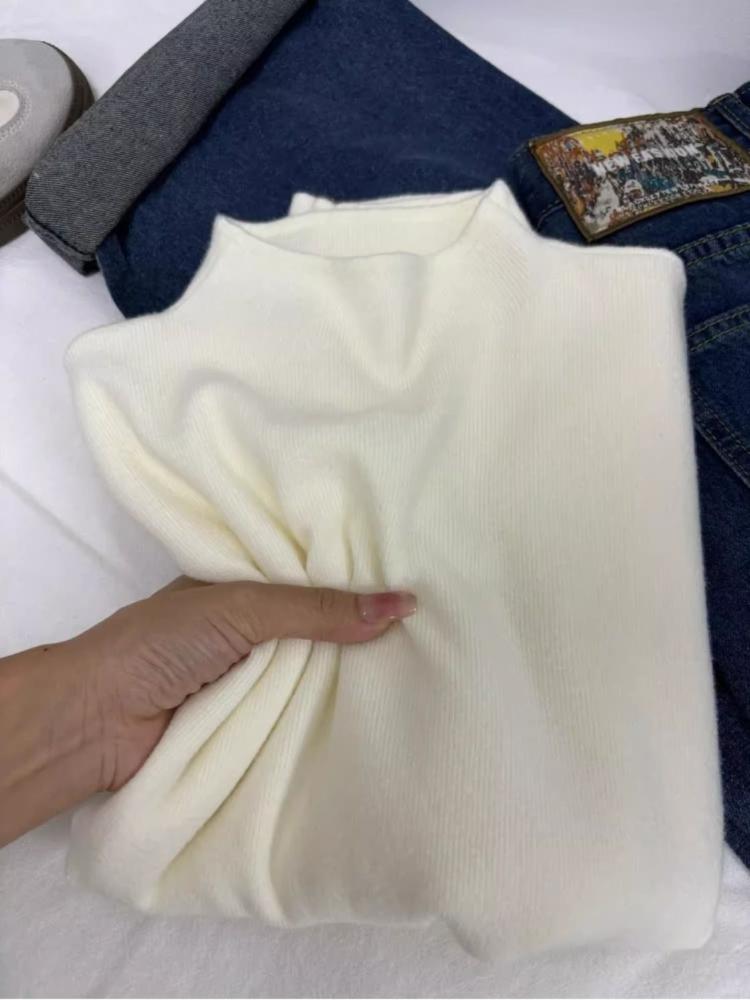 Casual Turtleneck Knitted Long-sleeved Base Shirt Women's Winter Autumn Solid Slim Warm Sweater Korean Version Simple Tops Underwear