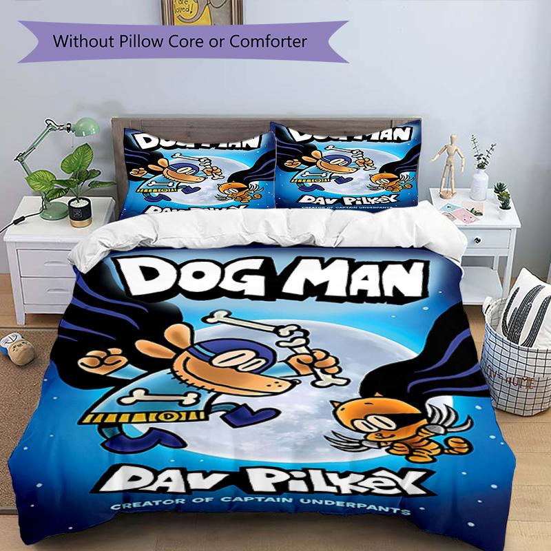 3pcs DogMan1 Design Cover Set - HD Printed Bedding with 1 Cover and 2 Pillowcases - Perfect for Home and Dorm Decor