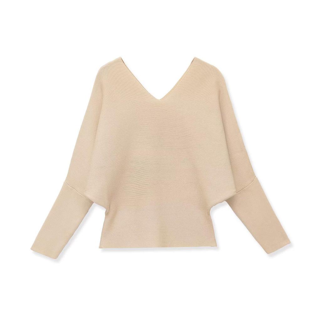 Spring 2026 Women's Fashion: European & American Style V-Neck Long Sleeve Knitwear, Solid Color, Simple Design.