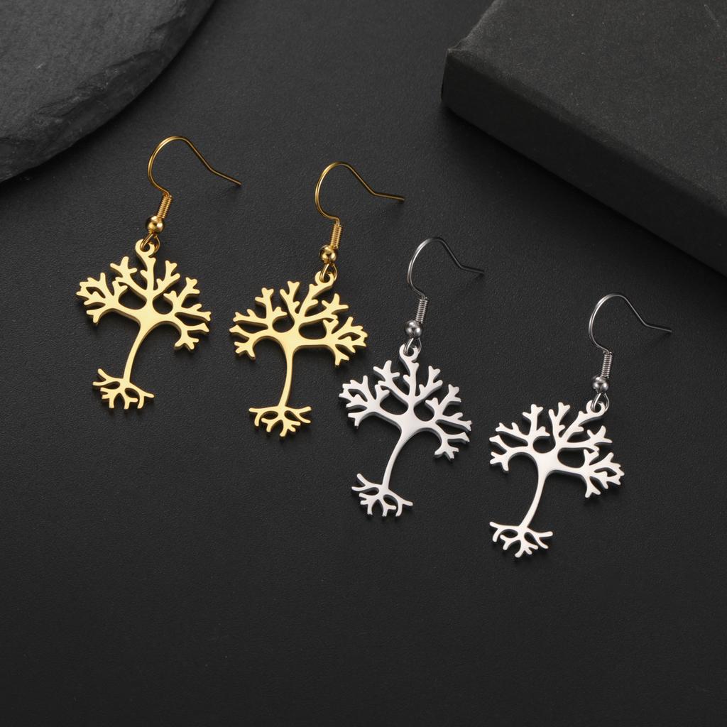 Science Biochemistry Neuron Earrings for Women Stainless Steel Tree of Life Drop Earrings Jewelry Gift 2026 Wholesale New