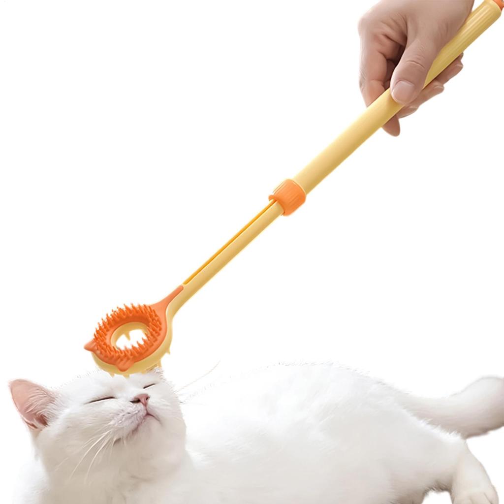 Cat Head Scratcher Double Sided Massage Stick Cat Scratching Brush With Telescopic Handle For Home Playtime Relaxation Couch