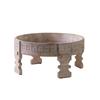 American Retro Round Side Table: Solid Wood Carved Coffee Table for Hotel or Homestay Décor