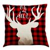 Red Plaid Elk Deep Forest Christmas Pillow Cover Home Sofa Cushion Cover