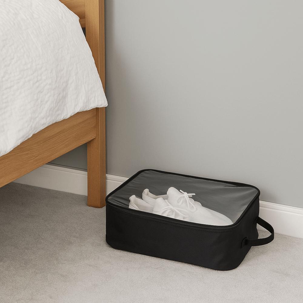 2Pcs Transparent Shoe Storage Bag Oxford Cloth Shoe Organizer Portable Shoe Carrier Bags Travel