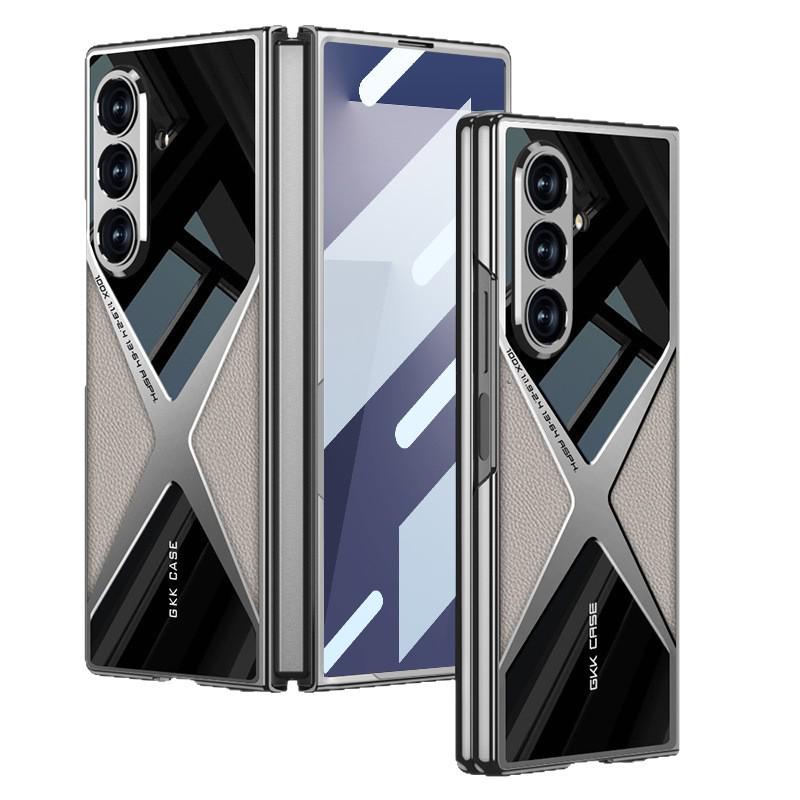 Schutzhülle aus galvanisiertem Leder für Samsung Z Fold7 – stoßfest, elegant und robust für Herren