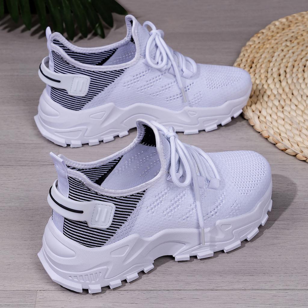 Women Versatile Thick Bottom Sneakers Height Increasing Running Shoes Breathable Lace Up Casual Shoes Casual Daily Comfortable Lightweight Sneakers