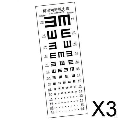 3xPVC Standardized Eye Chart Visual Testing for School Home