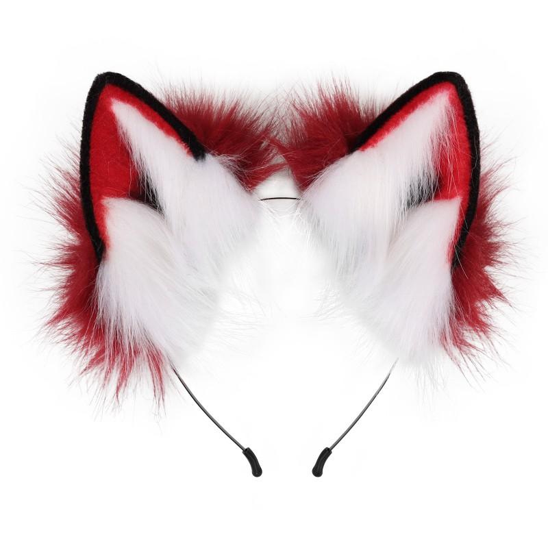 Handmade Plush Animal Ear Headband Cosplay Party Costume Wolf Fox Ears Hair Accessory Unisex