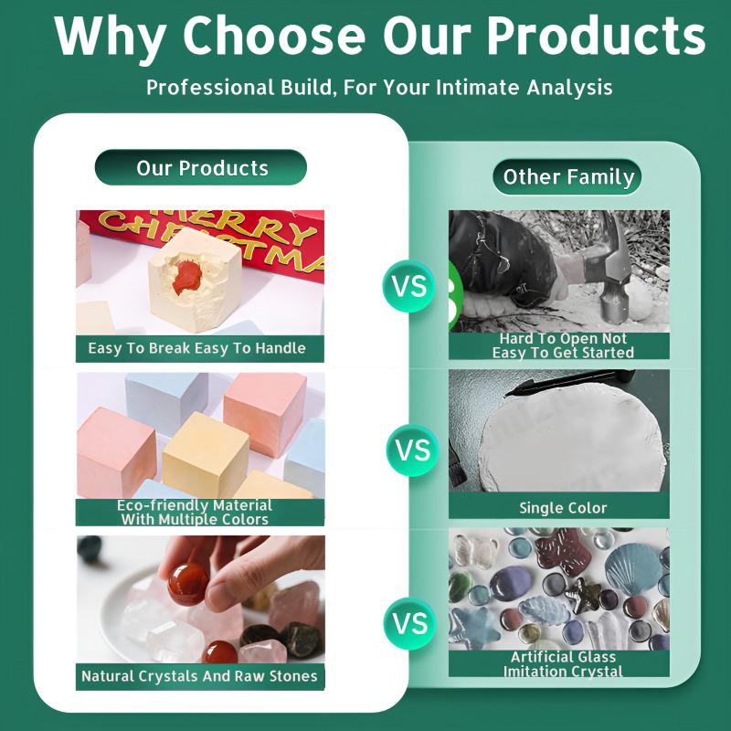 Natural Crystal Rough Gemstone Mining Children's Christmas Advent Calendar Set