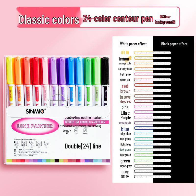 Dual-Line High-Value Colorful Marker Pen for Students and Kids, Pearlescent Highlighter