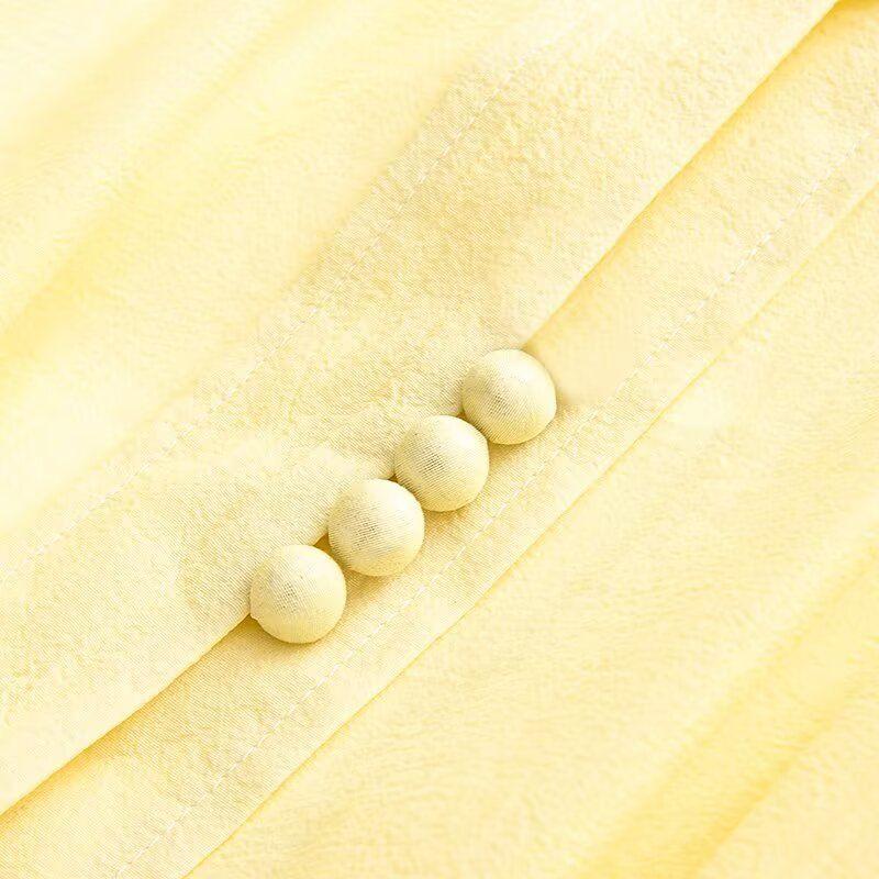 Kaslead New Women clothes Western Style Two-piece Set High Sense Frill Temperament Puff sleeve Dress