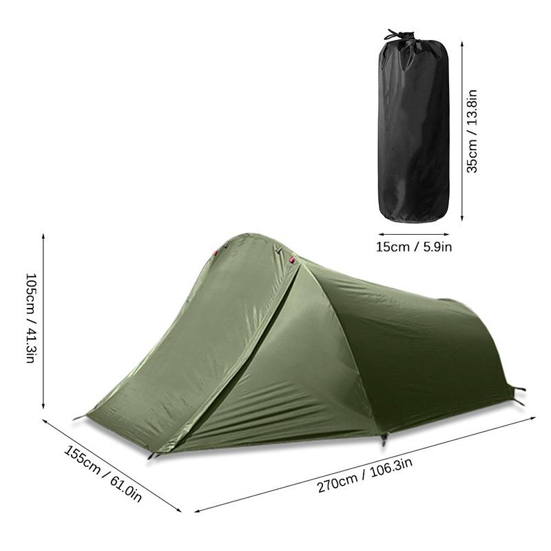 

Camping Tent 2 Person Outdoor Tent For Camping Biking Hiking Muntaineering Beach Water Resistant 210D Oxford Material зелёный