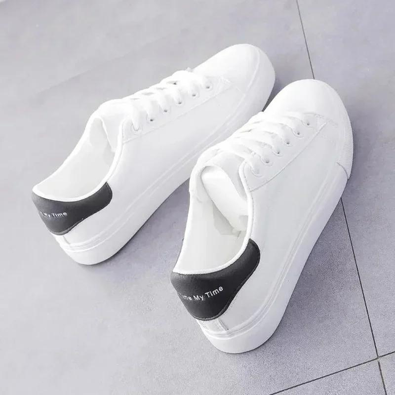 2025 Women's Vulcanize Shoes White Shoe Women Running Spring Autumn Fashion Breathable Lace-Up Casual Sneakers Zapatos De Mujer