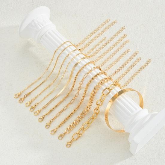 Yousheng 11Pcs Vintage Paperclip Chain Bracelet for Women, Twist Link Bangle, Layered Boho Jewelry for Teen Girls, Trendy Gift