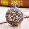 Vintage Flower Pocket Watch Quartz Necklace Chain Men Women For Girls Gifts