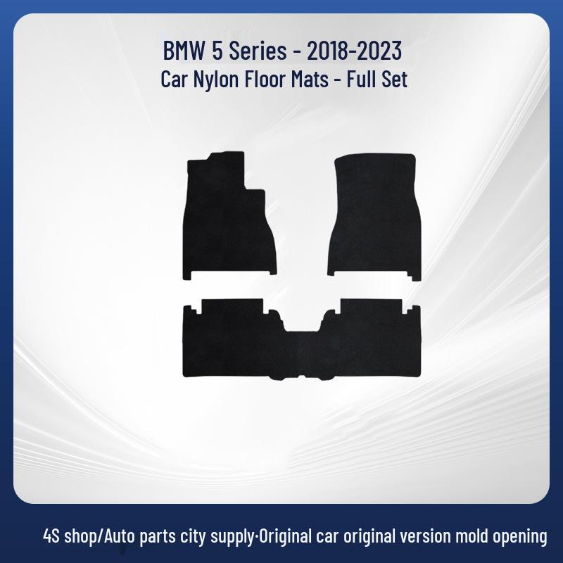 Compatible BMW 5 Series (2018-2023) Black Nylon Floor Mats - Full Coverage, Dirt-Resistant