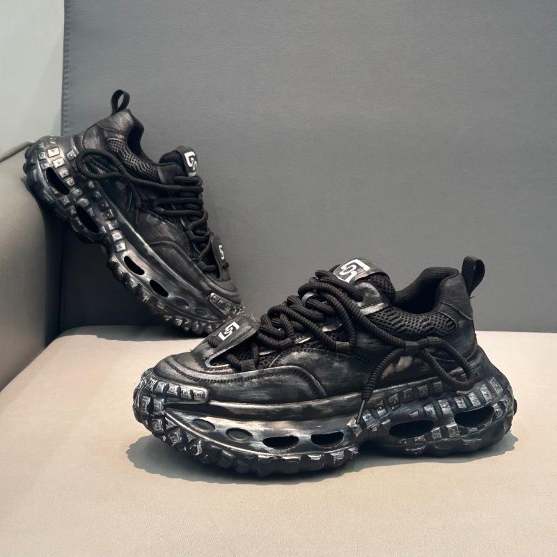 Nueva suela de zapato de primavera suela gruesa pulida zapatos deportivos viejos calientes papá cl