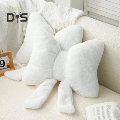 Bow Pillow Padded Soft Touch Plush Solid Color Bow Shape Bedroom Living Room Car Dorm Office Decoration Cushion Sleeping Pillow