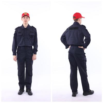 Navy Blue Ribstop Security Guard Long Sleeve Blouse Cargo Pant Suit Unisex Adult