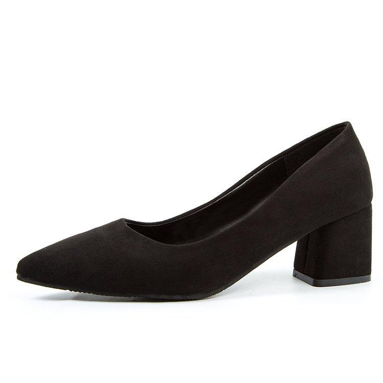 Black Formal Coarse Follow-up Shoes 2026 New Style Temperament High Heels Versatile Professional Pointed Work Women's Shoes