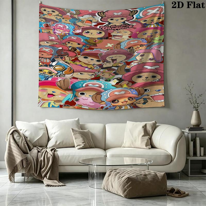 One Piece Tony Tony Chopper Wall Tapestry Aesthetic Wall Hanging Printed Fabric Blanket Decorative Tapestries for Bedroom Living Room Home Decor