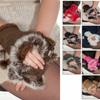 Gift Supple Mitten Wrist Soft Winter Trim Color Fashion Fingerless Gloves Women Rabbit Fur