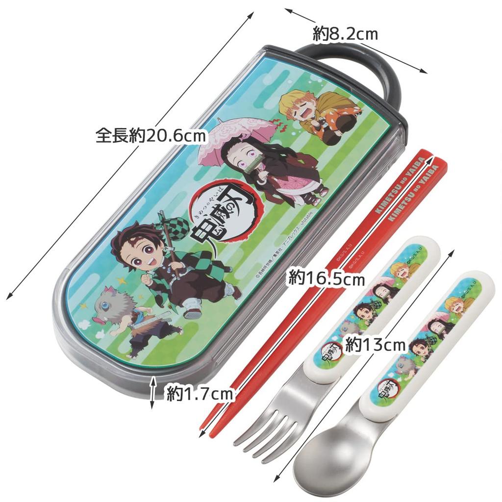 Skater Antibacterial Trio Set of and Demon Kimetsu no Yaiba Mission Made in Children's Chopsticks, Spoon, Fork, Slayer Pilgrimage, Japan, TACC2AG-A