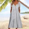 Buttoned Maxi Dress with Pocket Printed Cardigan Style Womens Dress