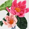 Finished Pipe Cleaner Flower Bouquet 2 Lotus Flowers 3 Lotus Leaves Artificial Chenille Stems Flower Craft for Vase Handmade Fake