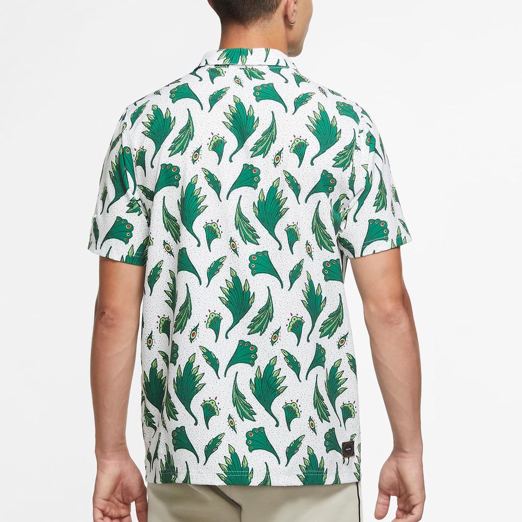 Nike Nigeria Team Feather Print Sateen Short Sleeve Shirt Men Tops White CU1417-100