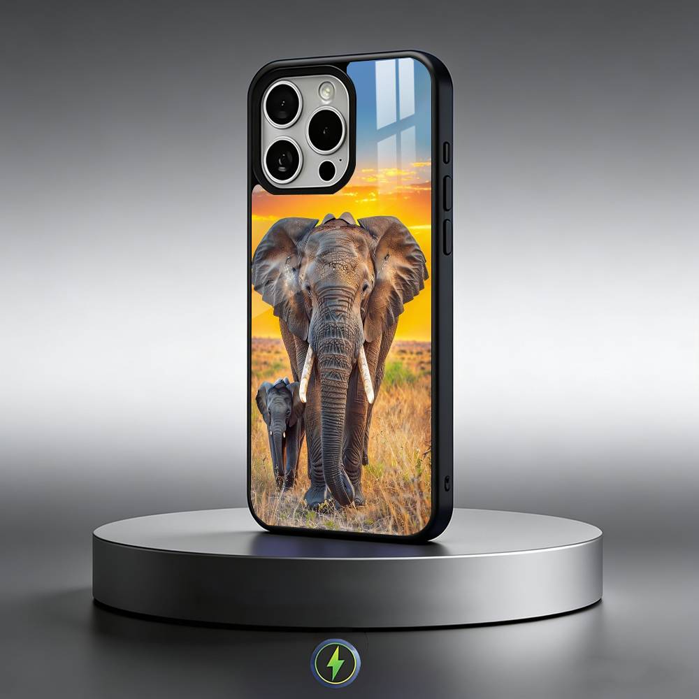 Elephant Baby Nature Phone Case For iPhone17,16,15,14,13,12,11 Plus,Pro Max Magnetic For Magsafe Wireless Charging