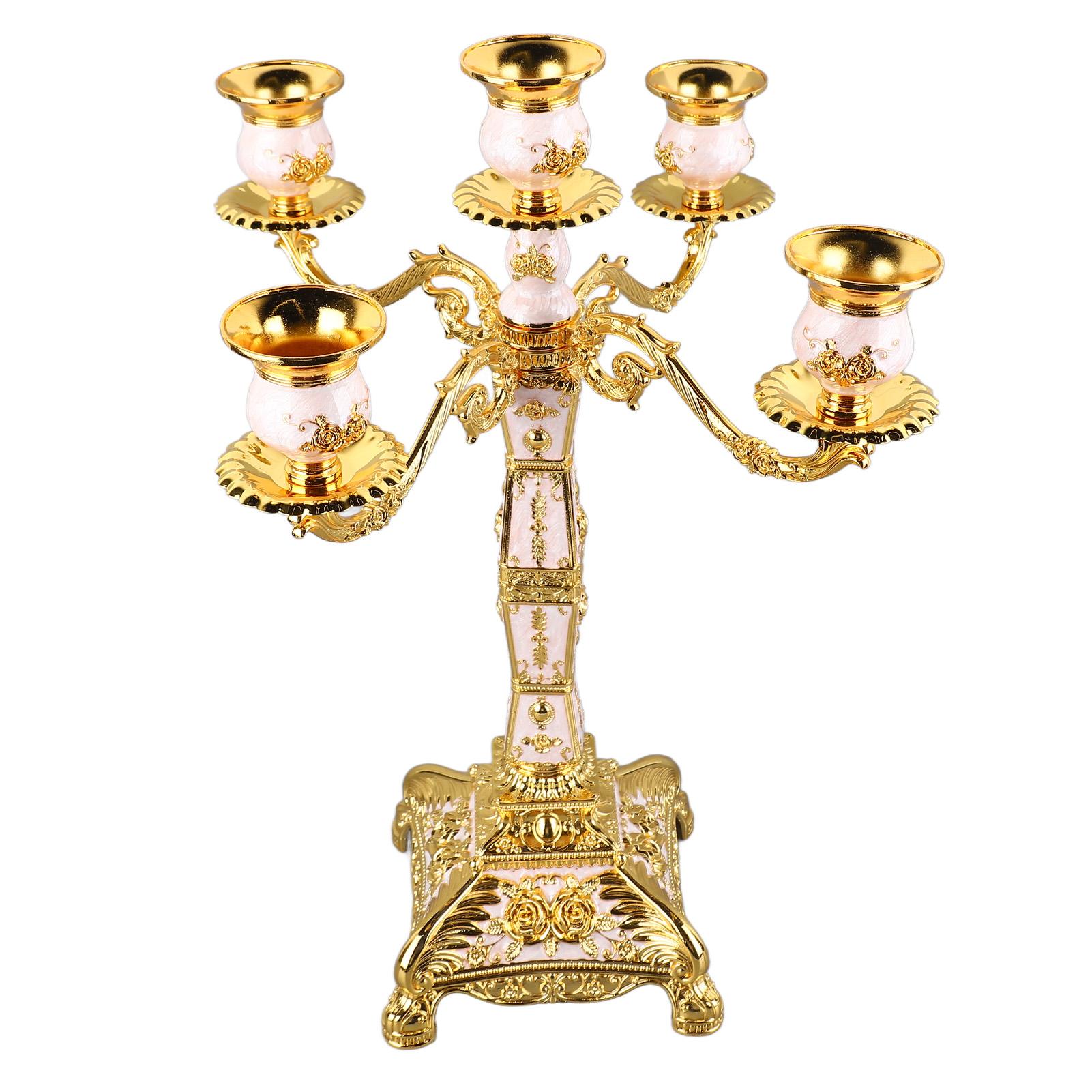 Candelabro in Metallo Stile Europeo Retro Portacandela Romantico Portacandela Decorazione per five heads multicolore