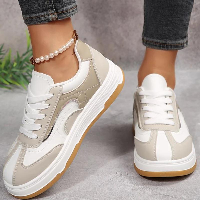 Fashion All-Match Mix Color Sneakers Woman Spring Autumn Plus Size Lace-Up Walking Sports Shoes Women Thick Platform Casual Shoes Female