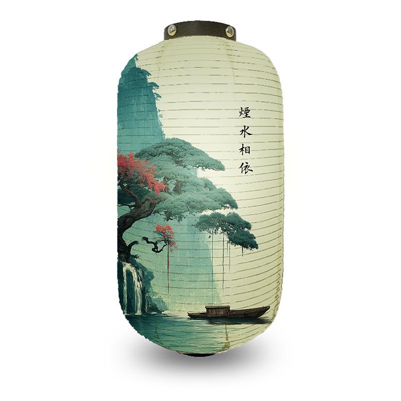 Chinese Pine Tree Scenery Pattern Lantern Outdoor Traditional Cylinder Lantern Wedding New Year Festival Decoration Lantern